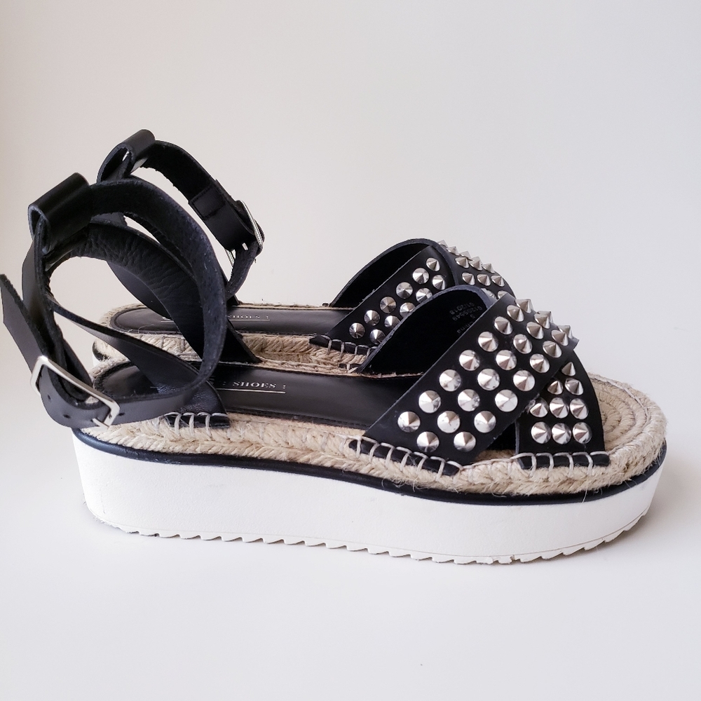ASOS Black Ankle Strap Studded Platform Sandals